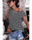 Azura Exchange Butterfly Sleeve Striped T-Shirt - XL