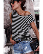 Azura Exchange Butterfly Sleeve Striped T-Shirt - XL