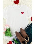 Azura Exchange Embroidered Heart Pattern T-Shirt - 2XL