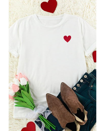 Azura Exchange Embroidered Heart Pattern T-Shirt - L
