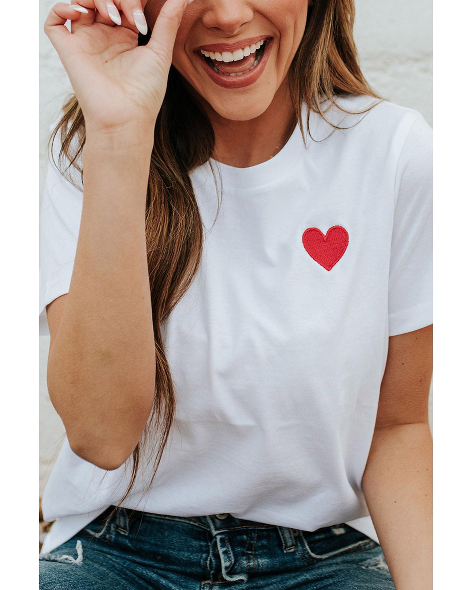 Azura Exchange Embroidered Heart Pattern T-Shirt - M Main image