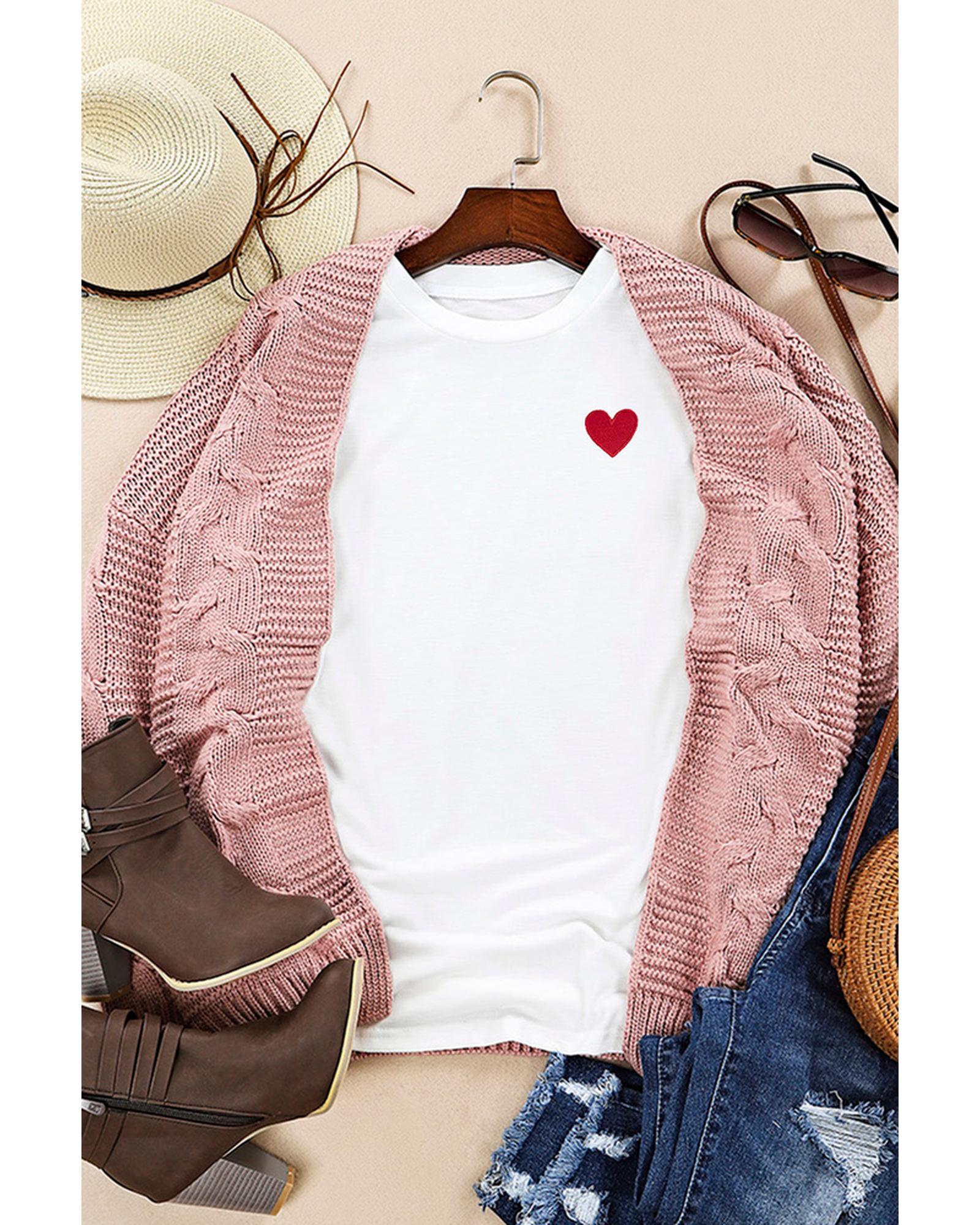 Azura Exchange Embroidered Heart Pattern T-Shirt - M Secondary image