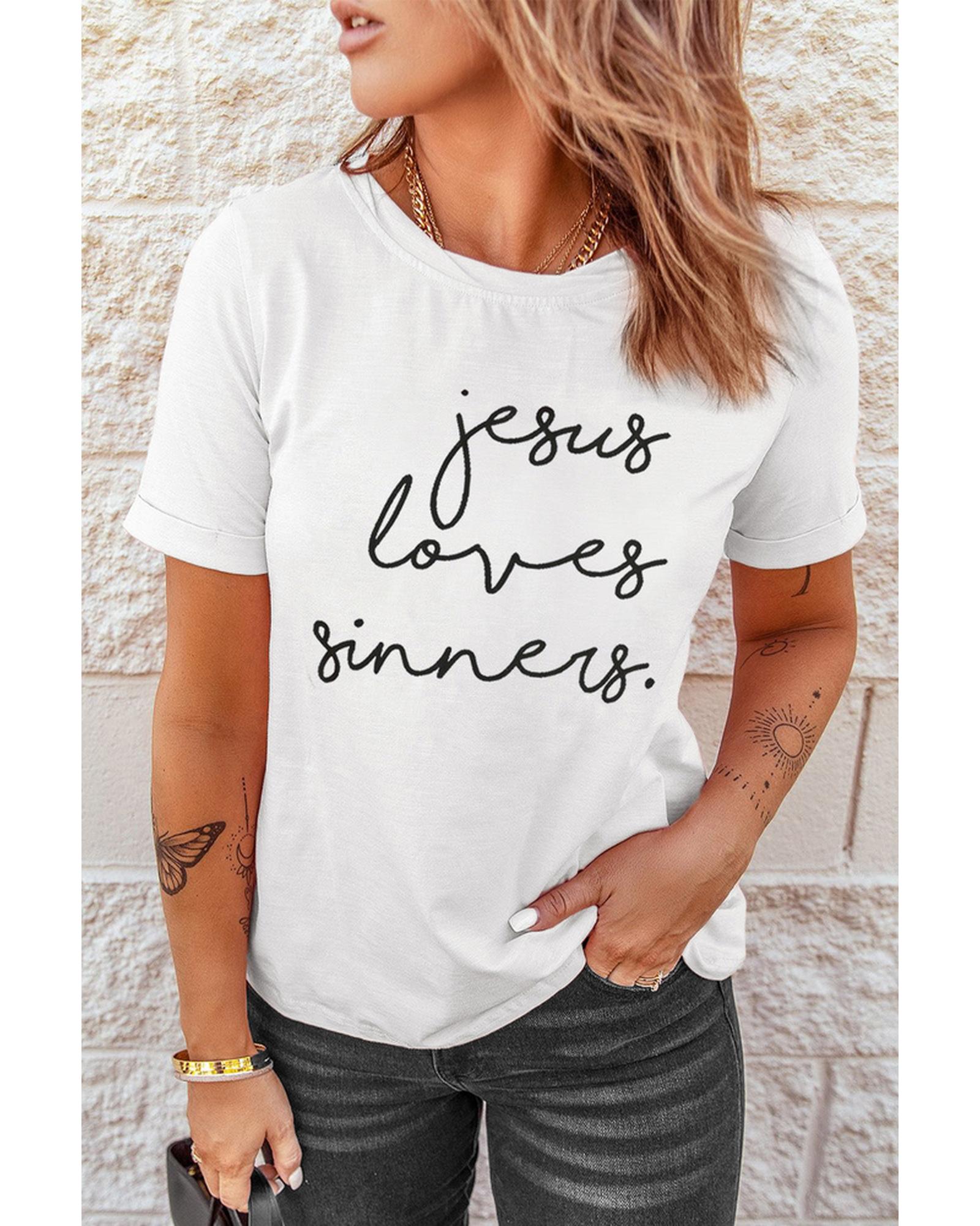 Azura Exchange Jesus Loves Sinners Funny T-Shirt - S Secondary image
