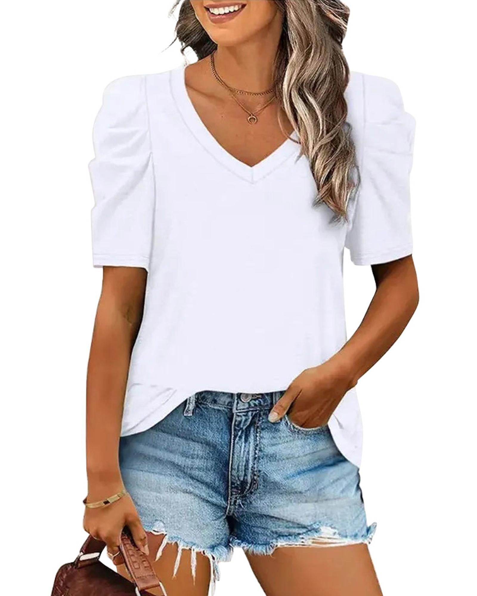 Azura Exchange V-Neck Puff Sleeve T-Shirt - XL Secondary image