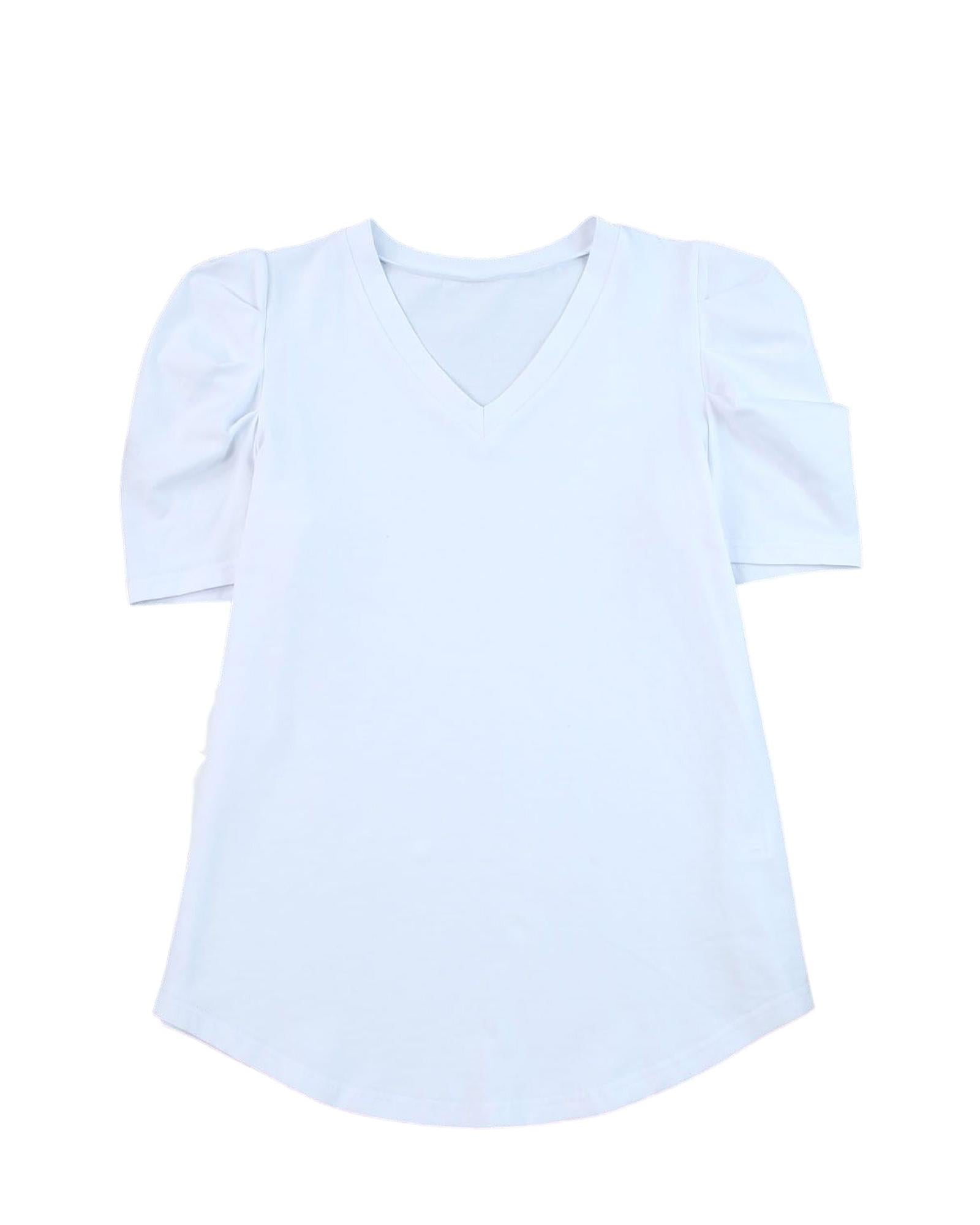 Azura Exchange V-Neck Puff Sleeve T-Shirt - XL