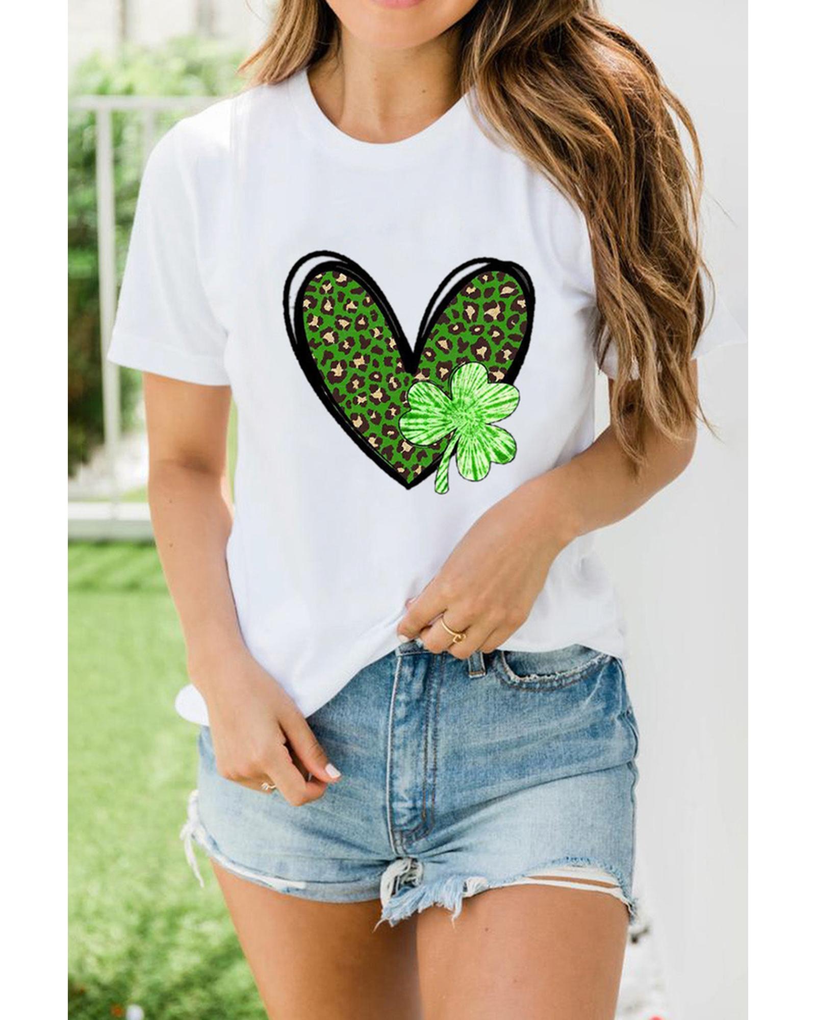Azura Exchange Leopard Heart Shaped Print Crewneck Graphic Tee - 2XL Secondary image