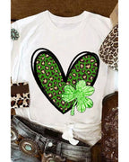 Azura Exchange Leopard Heart Shaped Print Crewneck Graphic Tee - S
