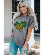 Azura Exchange Leopard Plaid Heart Clover Graphic Print T-Shirt - S