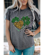 Azura Exchange Leopard Plaid Heart Clover Graphic Print T-Shirt - S