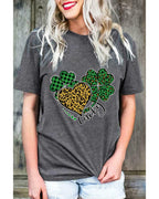 Azura Exchange Leopard Plaid Heart Clover Graphic Print T-Shirt - S