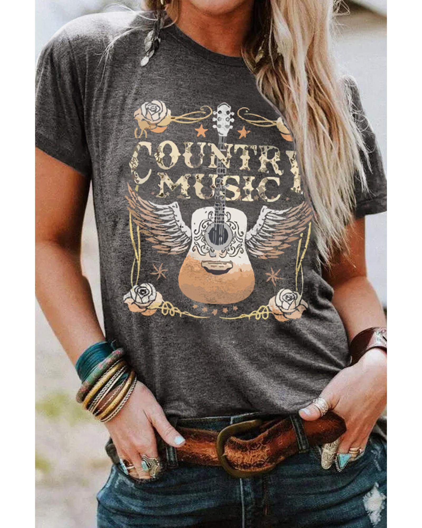 Azura Exchange Guitar Graphic Print Short Sleeve T Shirt - M Secondary image