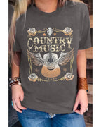 Azura Exchange Guitar Graphic Print Short Sleeve T Shirt - S