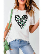 Azura Exchange Leopard Heart Print St Patricks Day T Shirt - M