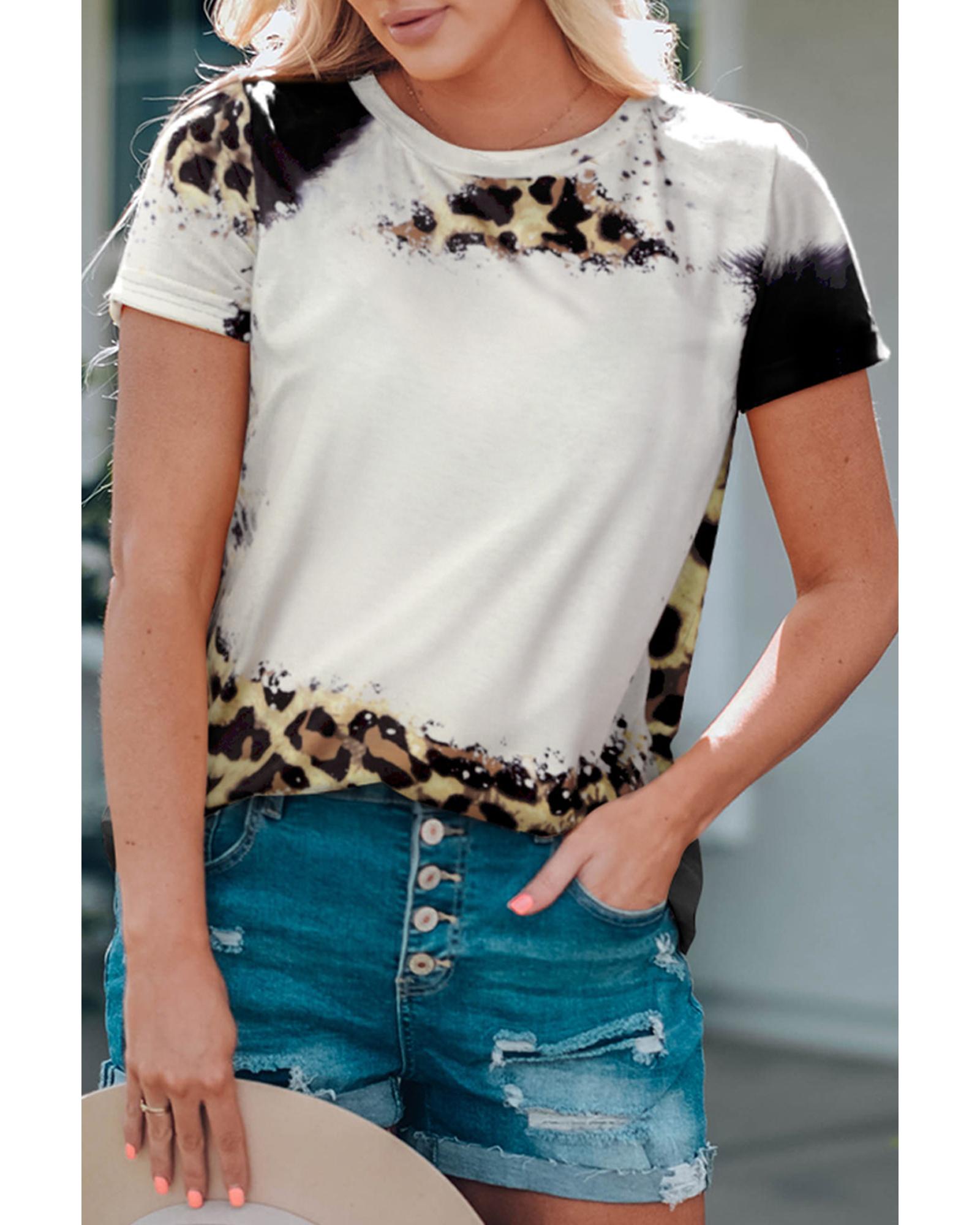 Azura Exchange Leopard Short Sleeve Top - S Main image