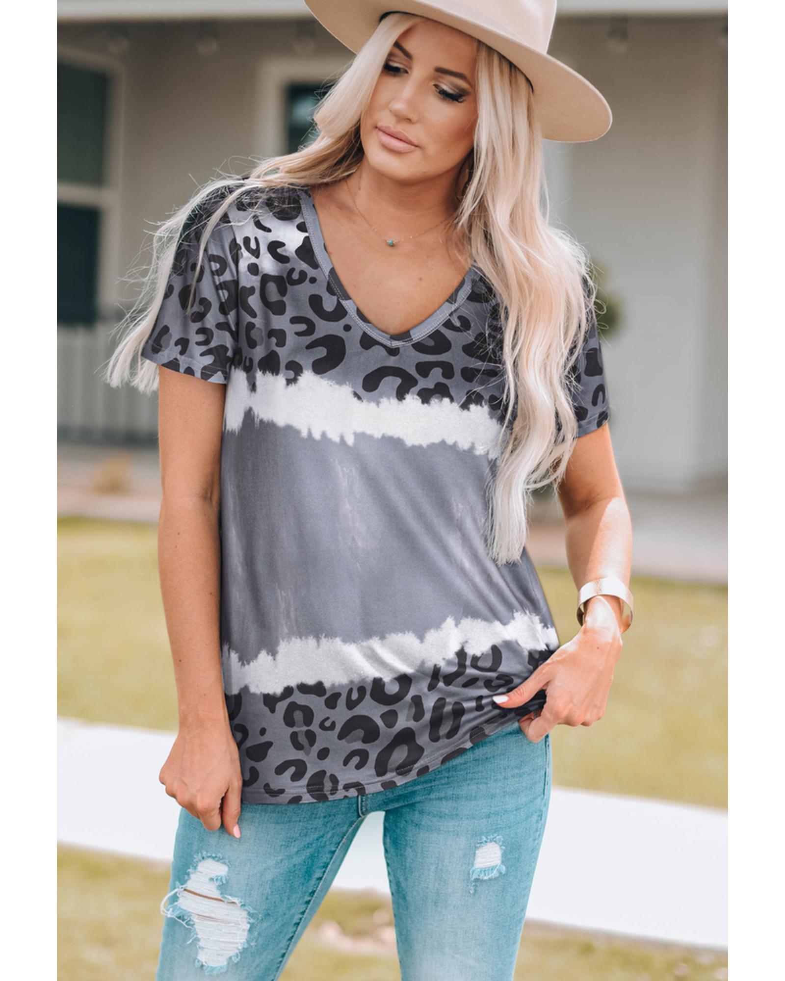 Azura Exchange Leopard Patchwork Short Sleeve Top - L Secondary image