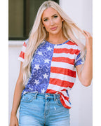 Azura Exchange American Flag Print Distressed Crew Neck T-Shirt - L