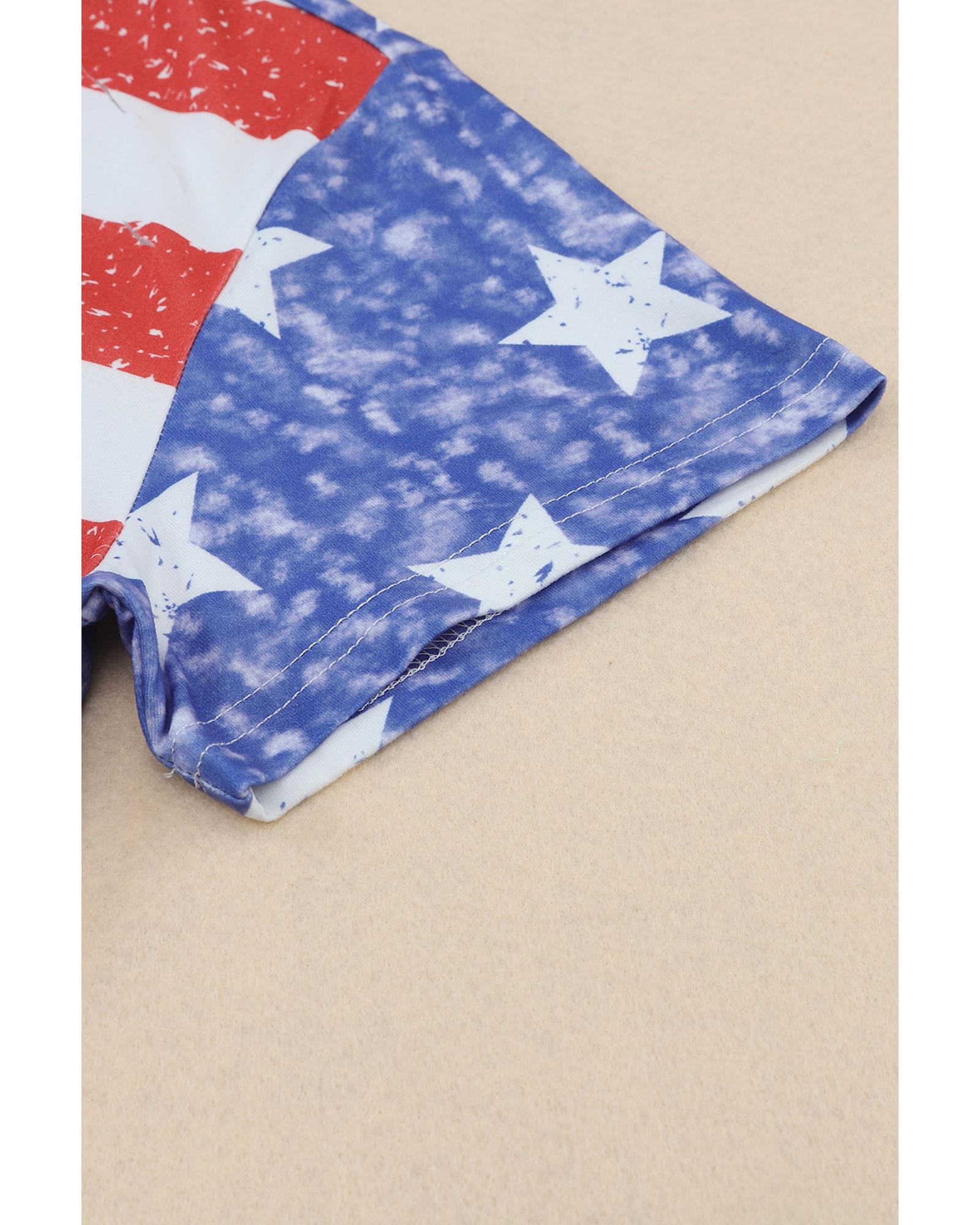 Azura Exchange American Flag Print Distressed Crew Neck T-Shirt - L