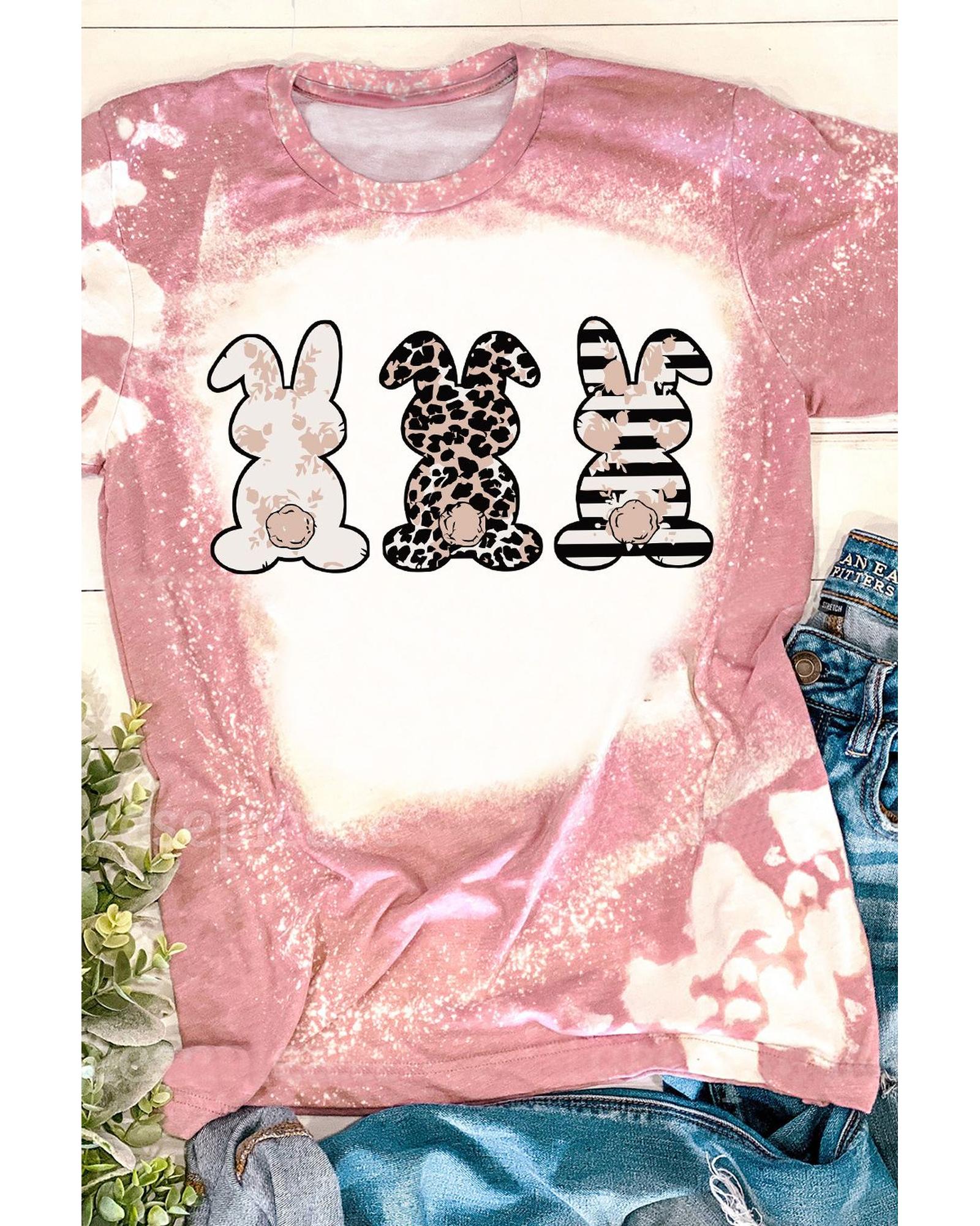 Azura Exchange Bleached Print Short Sleeve T Shirt - S Secondary image