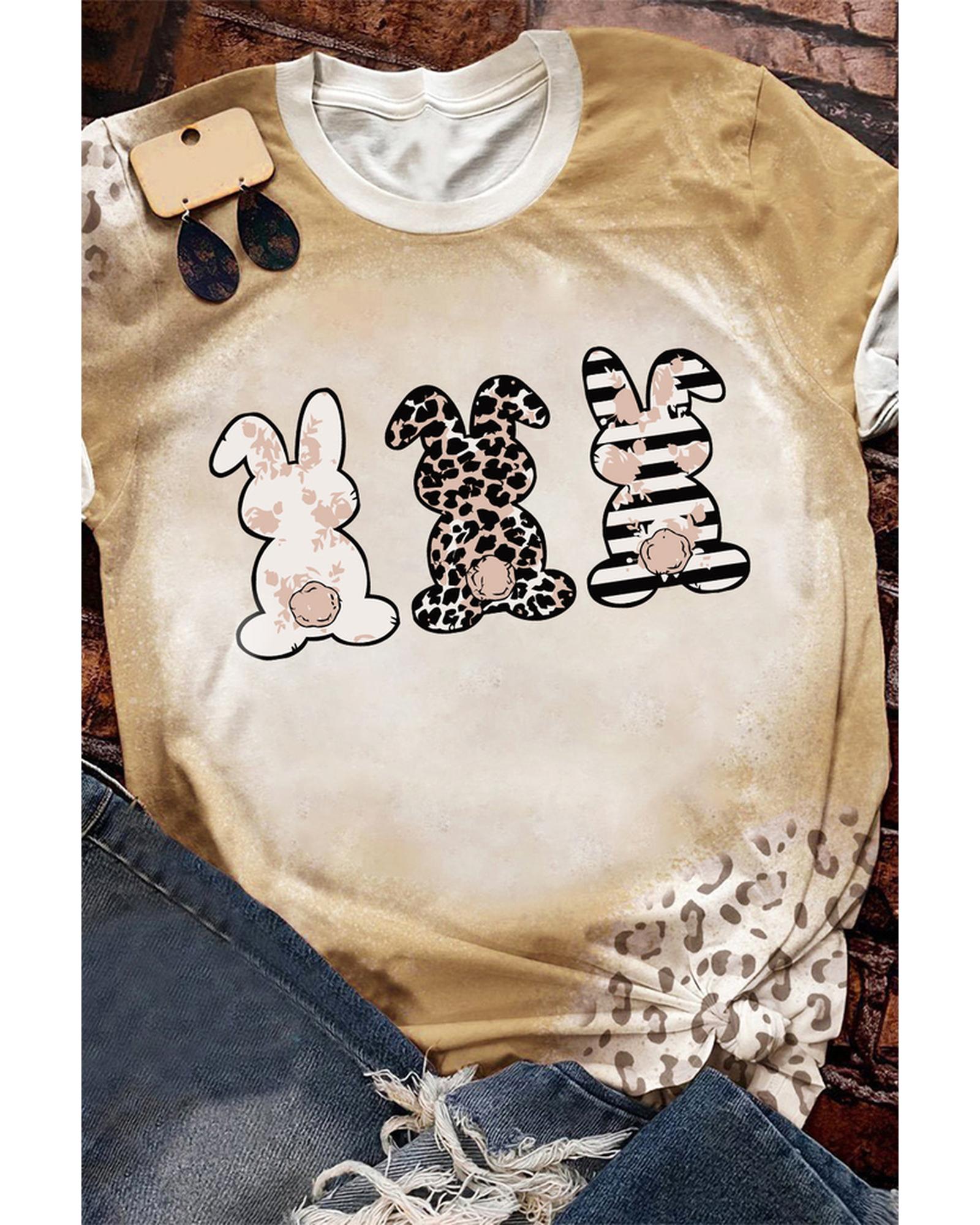 Azura Exchange Easter Bunny Leopard Bleached Print Graphic Tee - M Secondary image