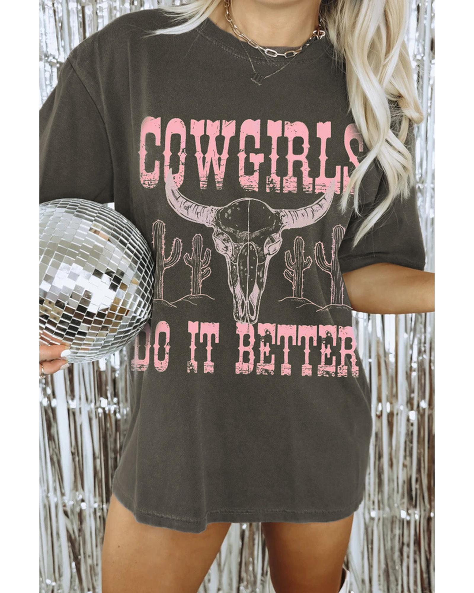 Azura Exchange COWGIRLS DO IT BETTER Graphic Print Oversized T Shirt - L Secondary image