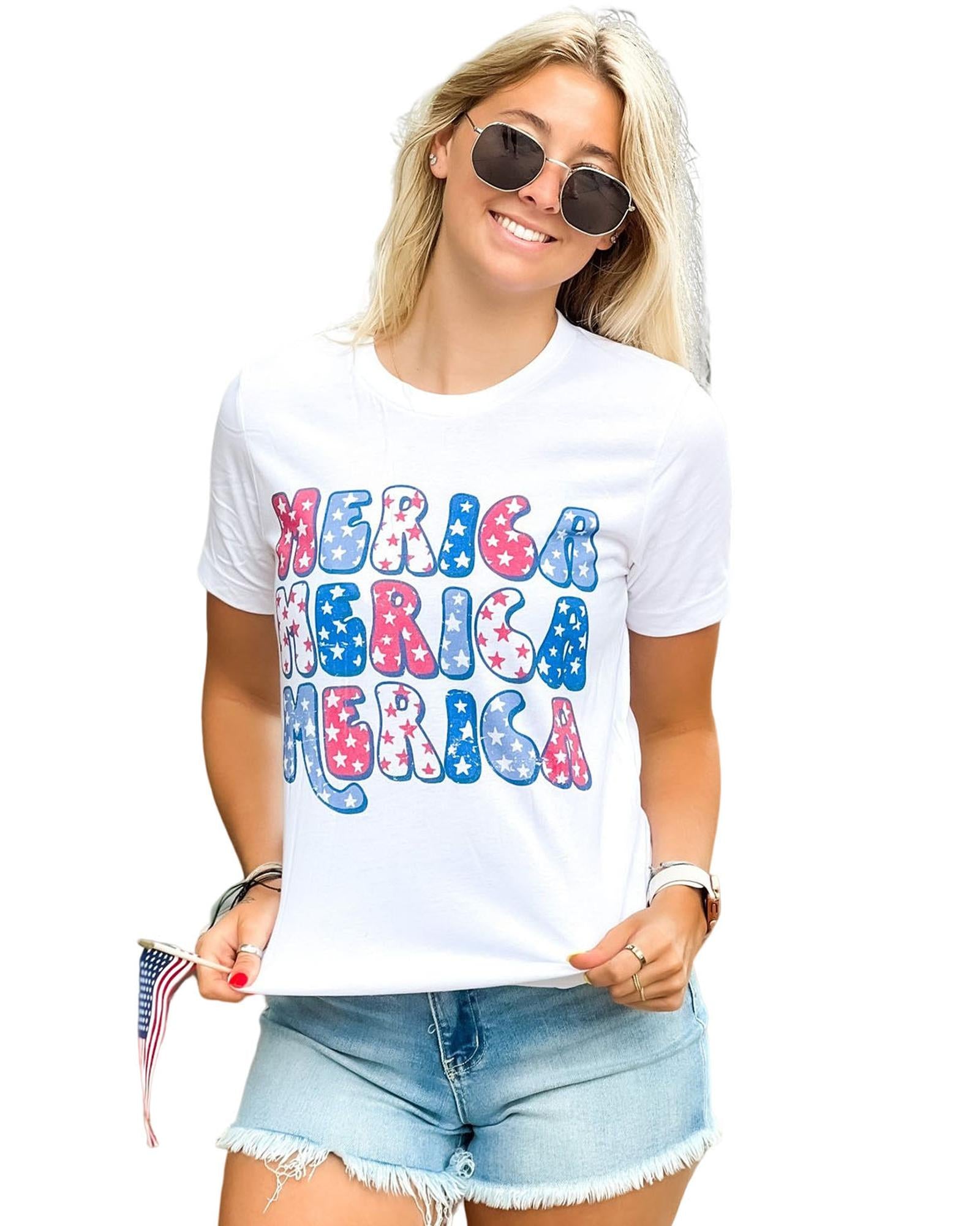Azura Exchange Graphic Tee with MERICA Flag Element - L Secondary image