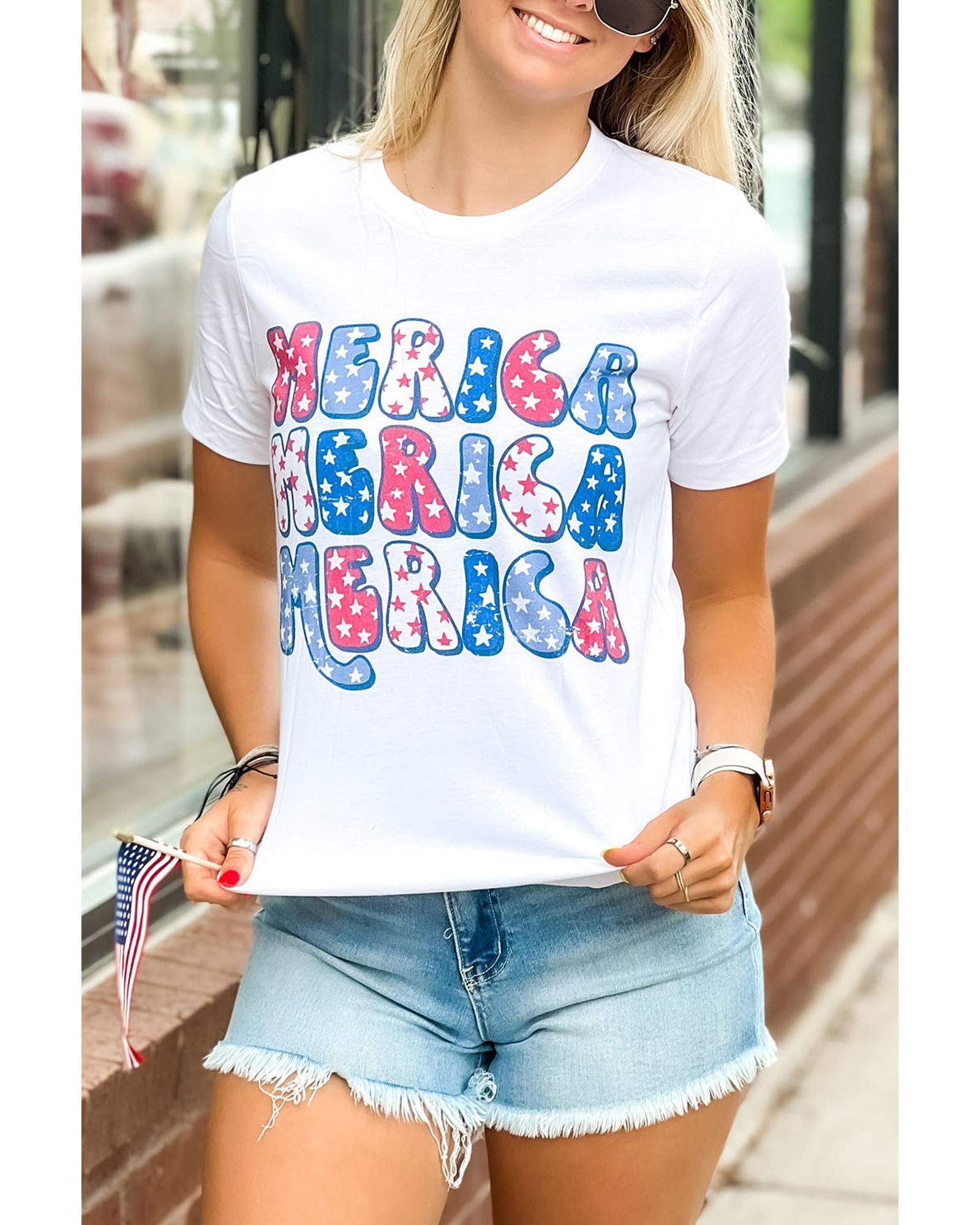 Azura Exchange Graphic Tee with MERICA Flag Element - S