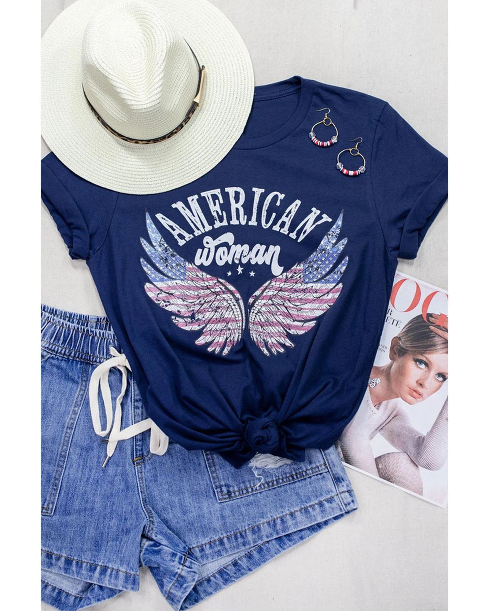 Azura Exchange American Woman Eagle Wing Flag Graphic Tee - M Main image