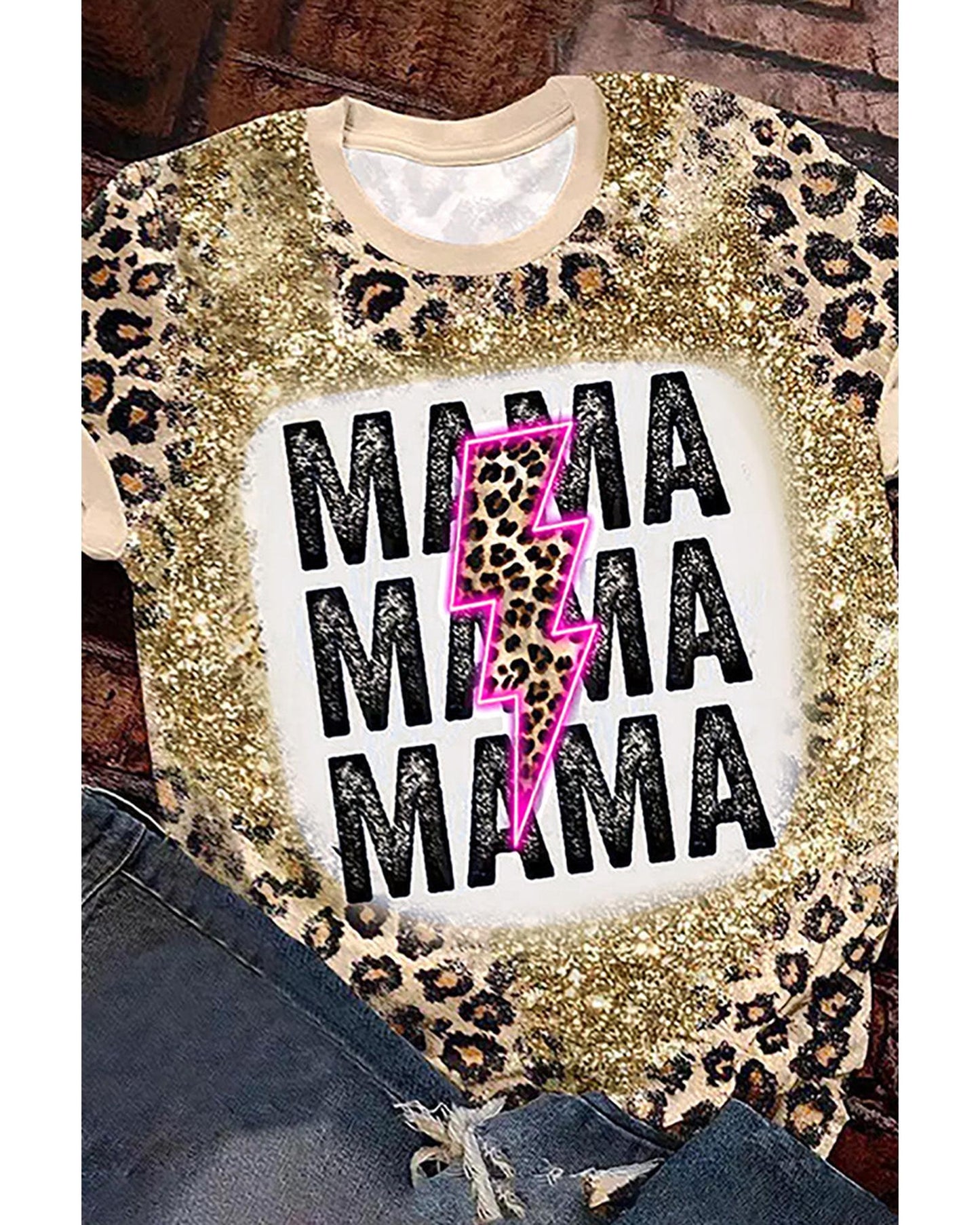 Azura Exchange Lightning Graphic Leopard Dyed T Shirt - M