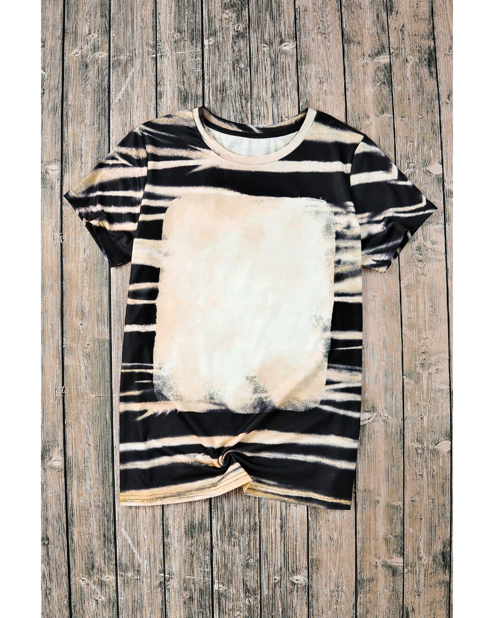 Azura Exchange Tie Dye Stripe Print Bleached T-Shirt - S Secondary image