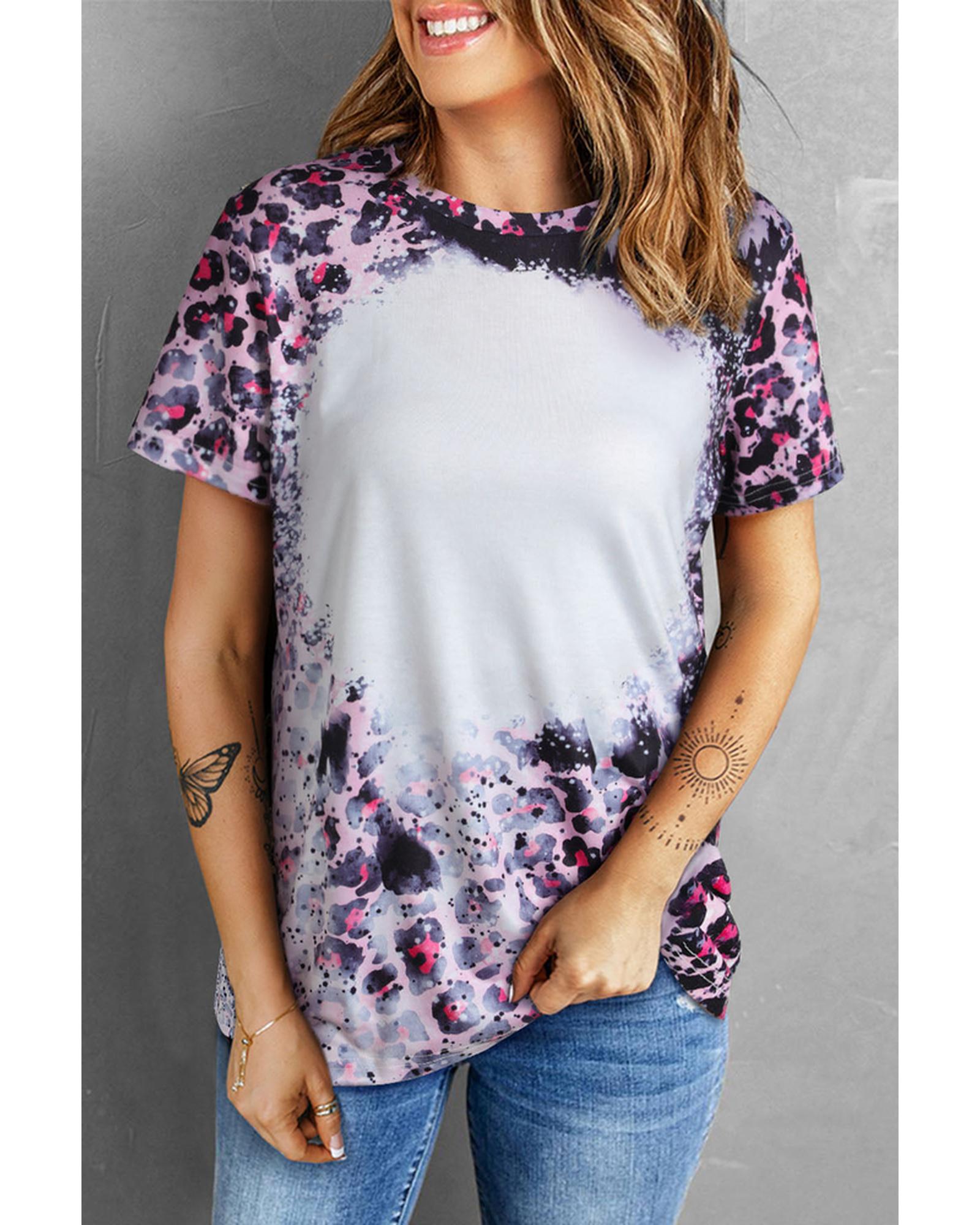 Azura Exchange Leopard Print Bleached Tee - XL Secondary image