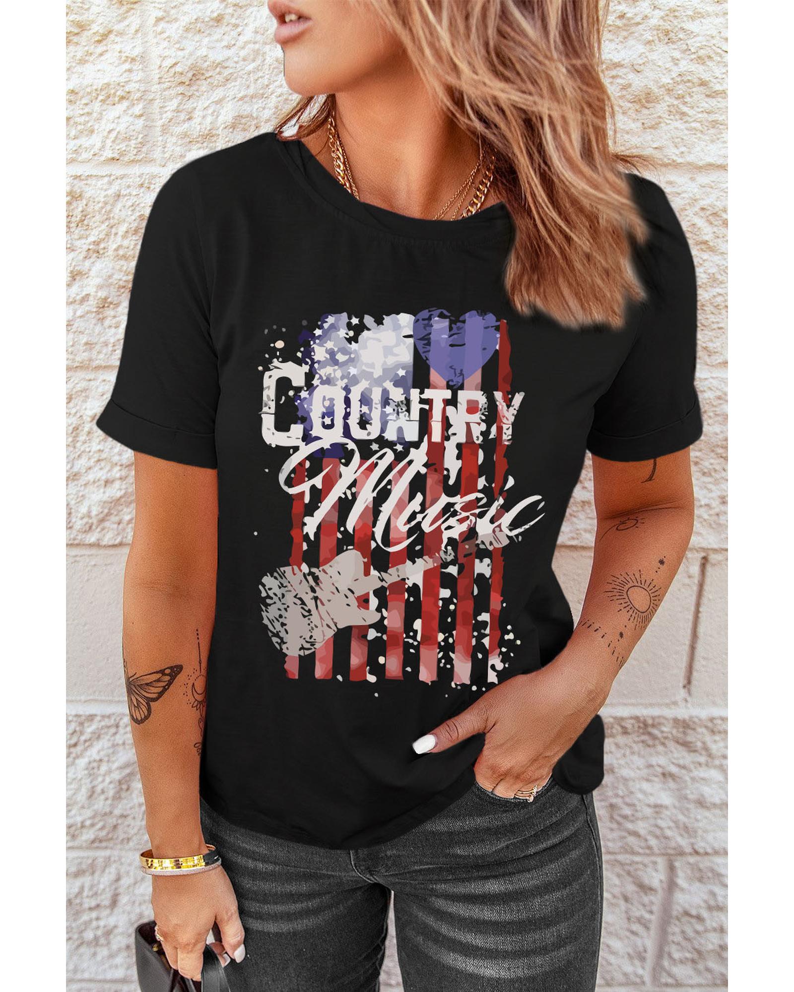 Azura Exchange American Flag Print Short Sleeve T-Shirt - 2XL Secondary image