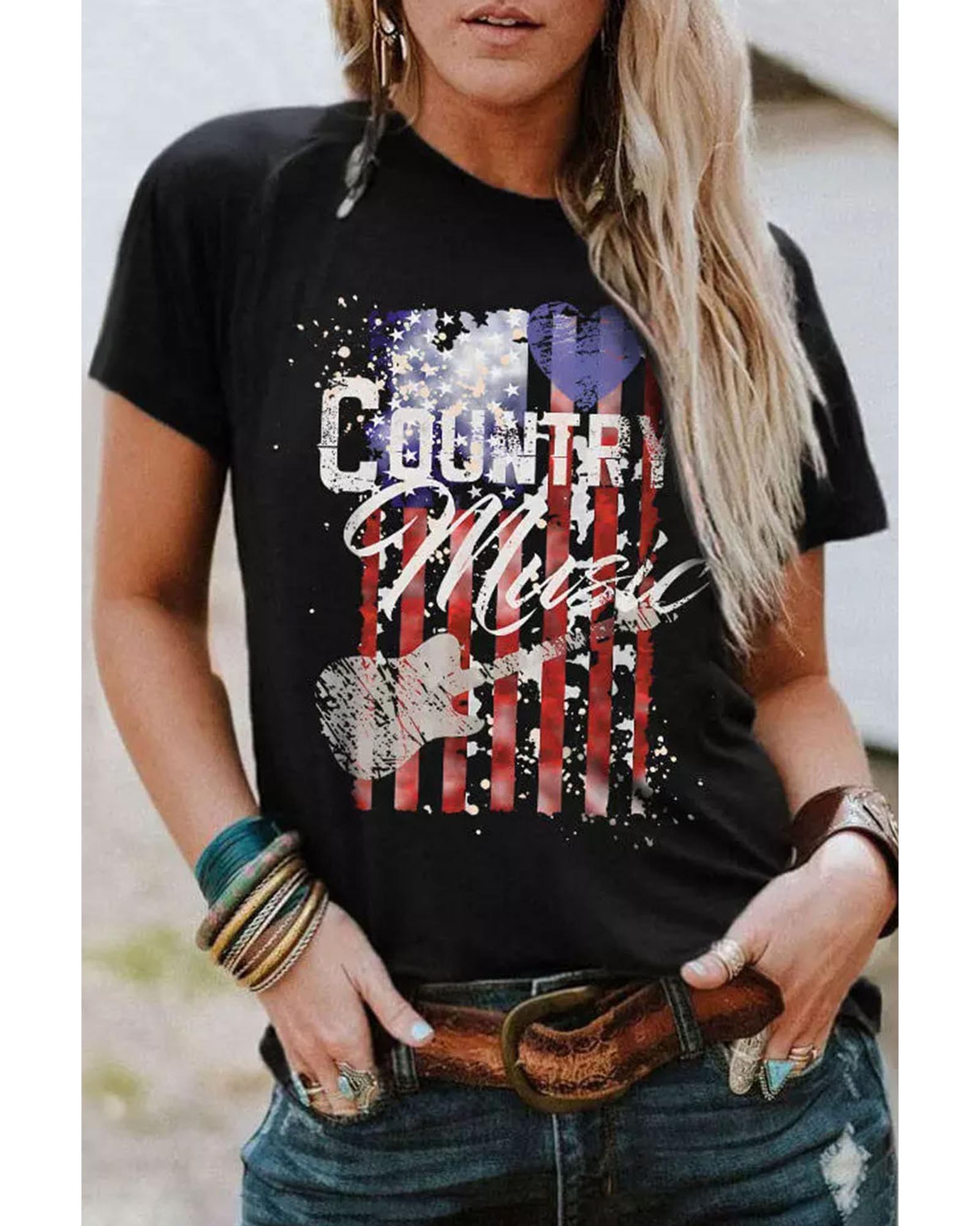 Azura Exchange American Flag Print Short Sleeve T-Shirt - XL Secondary image