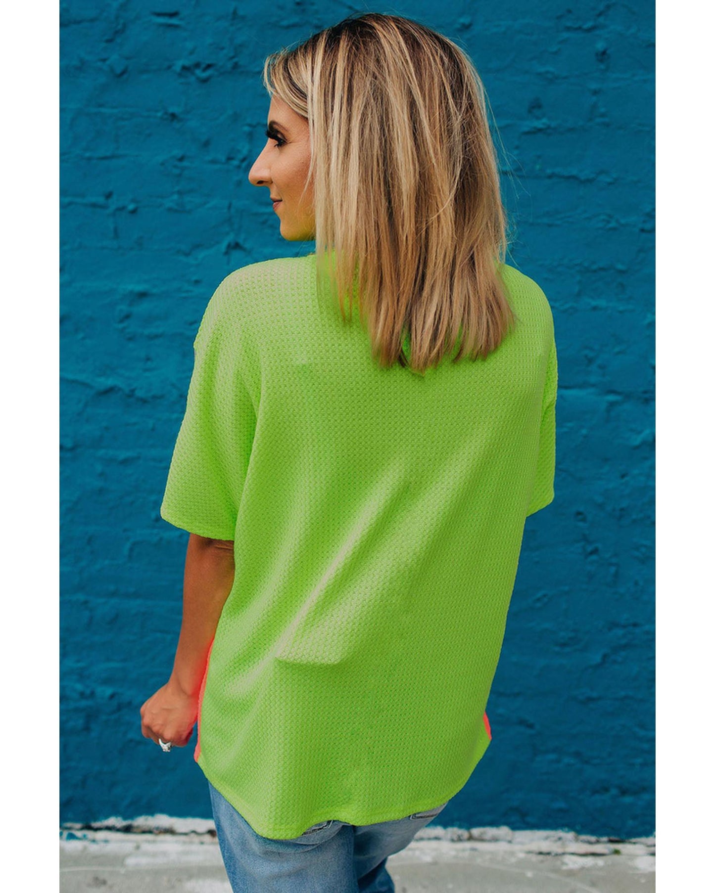 Azura Exchange Leopard Patchwork Waffle Knit T-Shirt - M