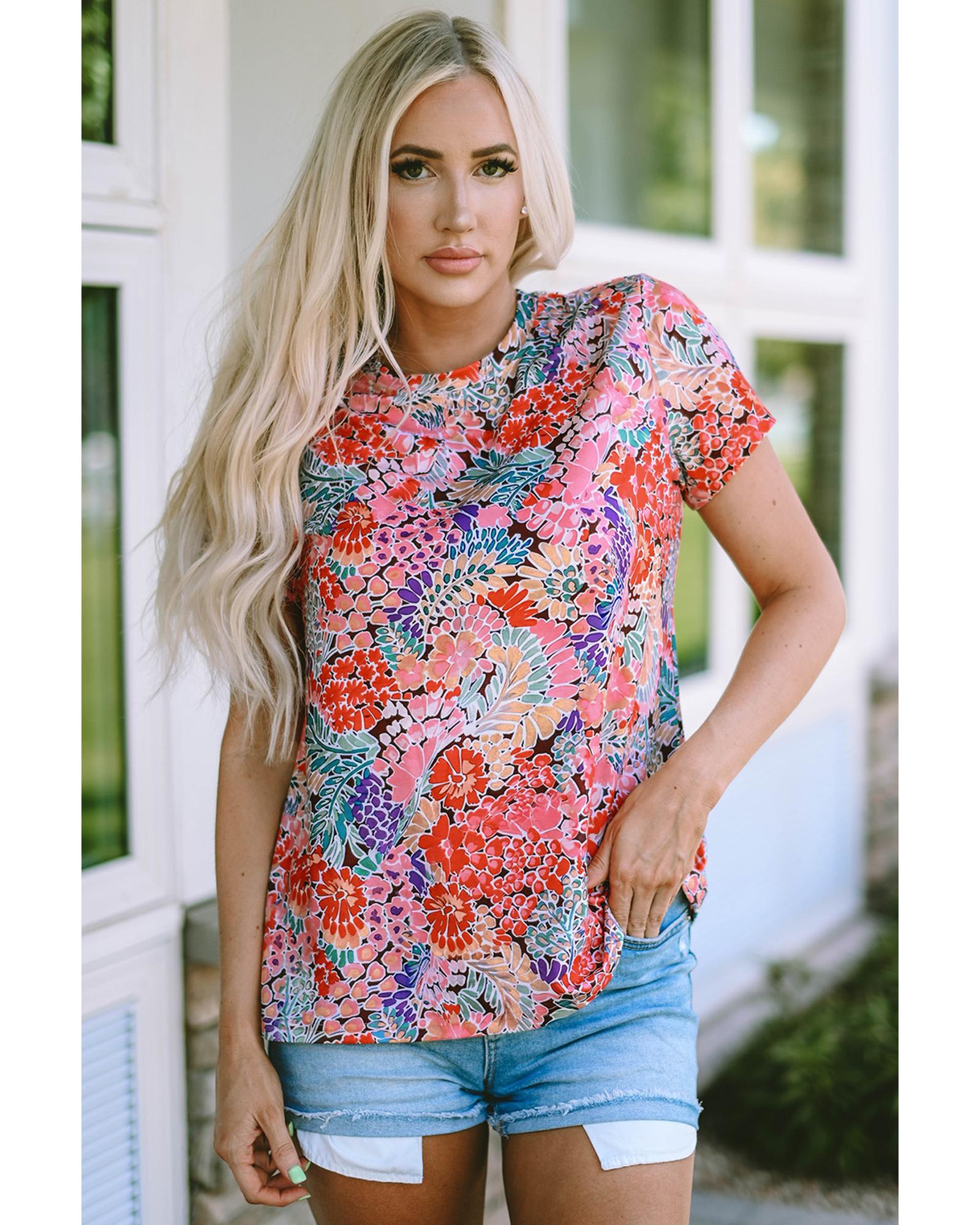 Azura Exchange Floral Print Slim Fit T-Shirt - L Main image