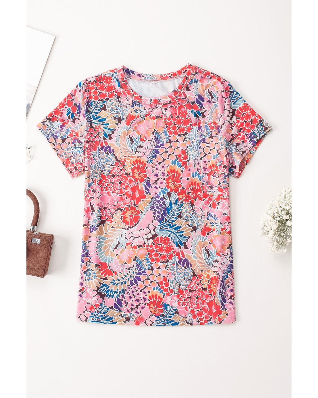 Azura Exchange Floral Print Slim Fit T-Shirt - M