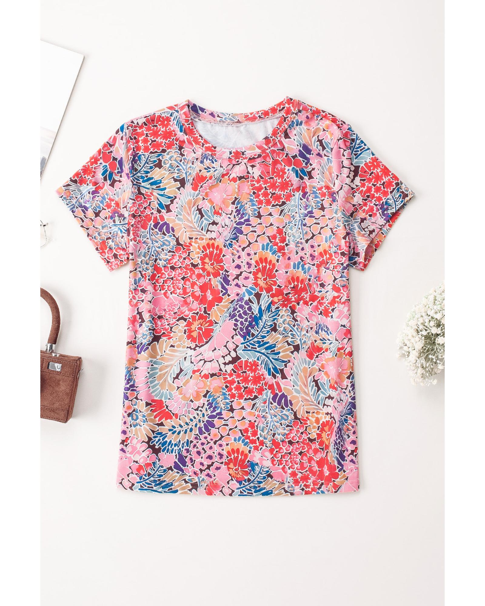 Azura Exchange Floral Print Slim Fit T-Shirt - M