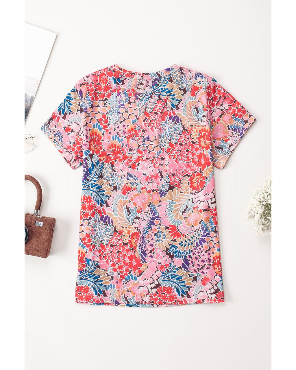Azura Exchange Floral Print Slim Fit T-Shirt - M