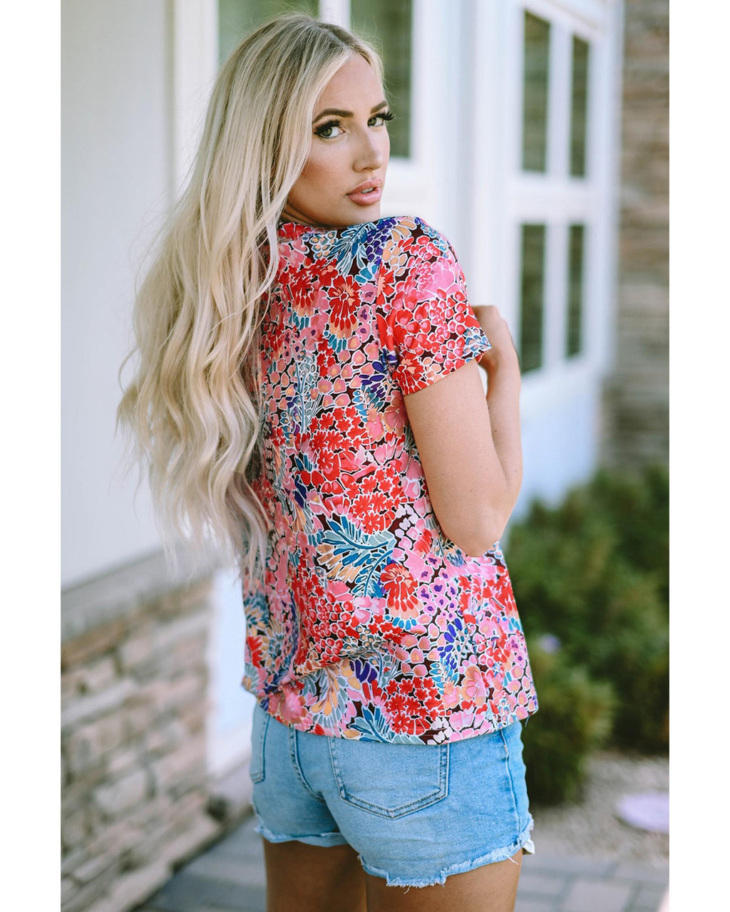 Azura Exchange Floral Print Slim Fit T-Shirt - M