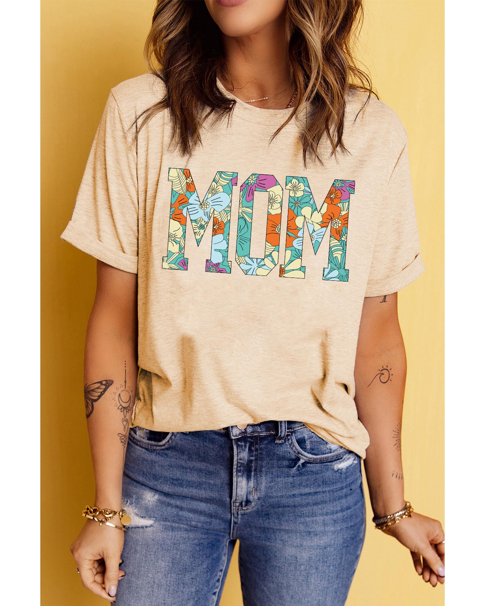 Azura Exchange Floral Letter Print T Shirt - L