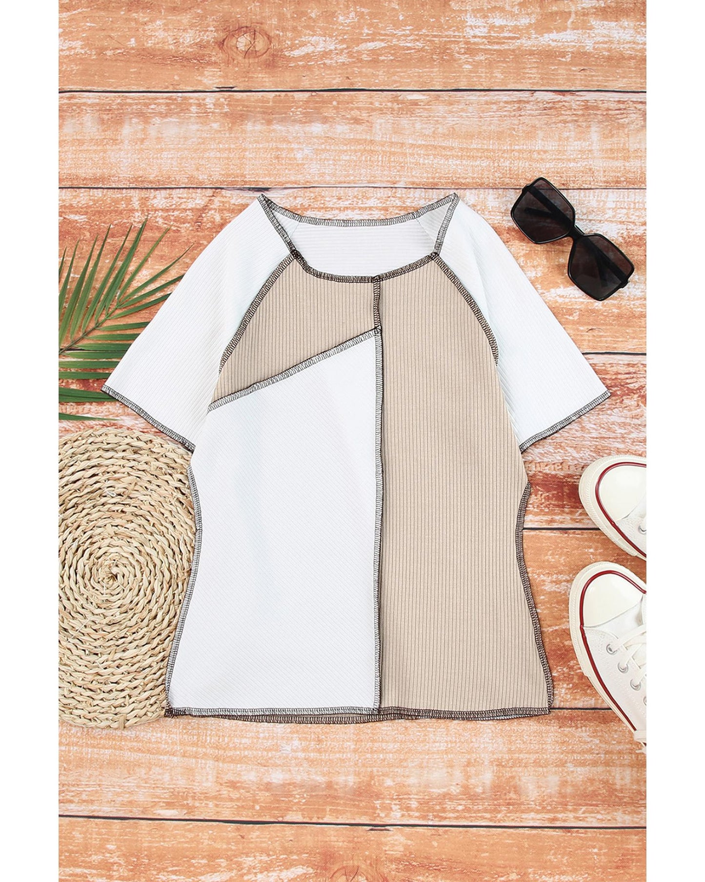 Azura Exchange Seamed Ribbed Slim Fit T-shirt - XL