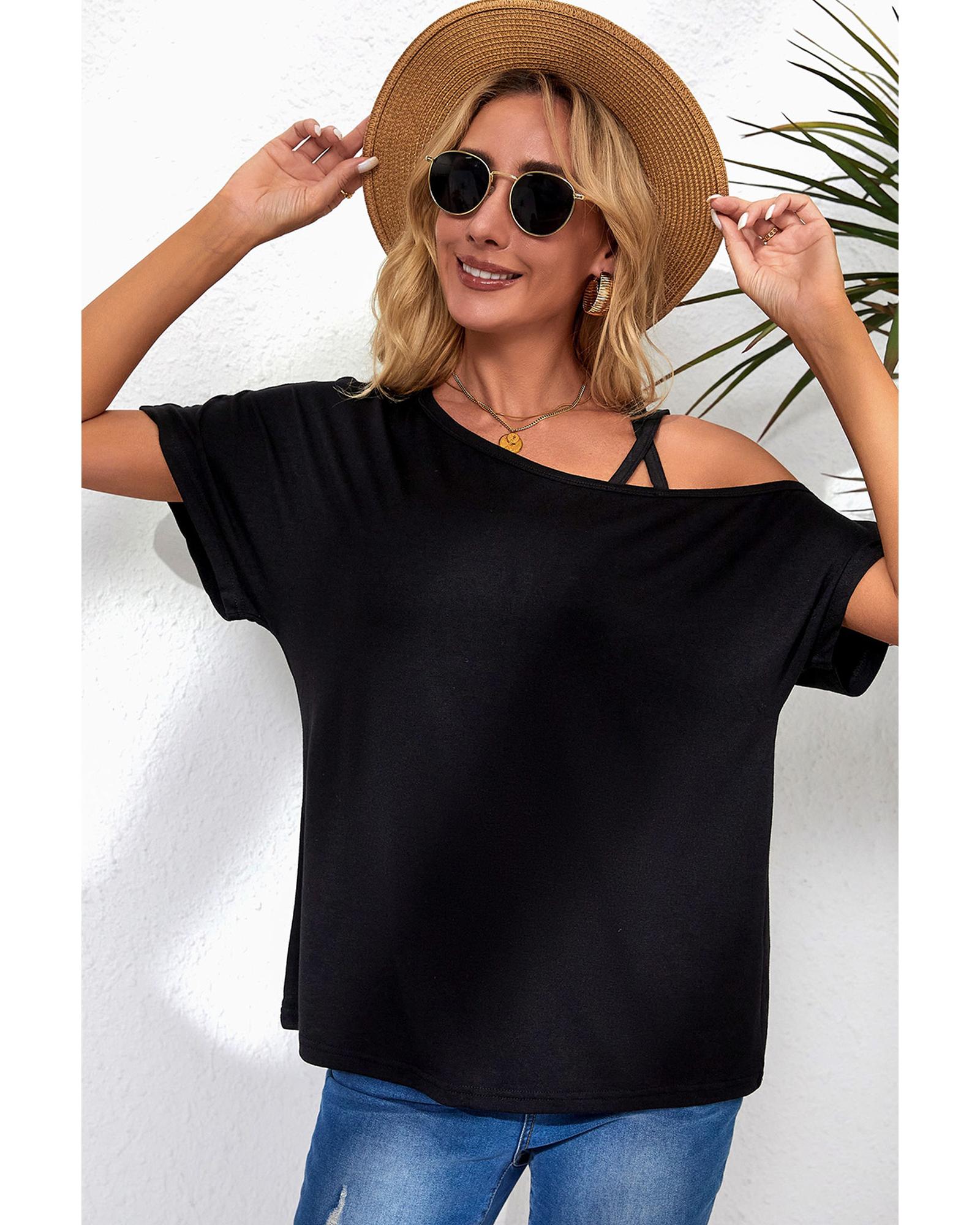 Azura Exchange Criss Cross One Shoulder T Shirt - L Main image