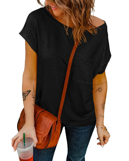 Azura Exchange Pocketed Tee with Side Slits - M