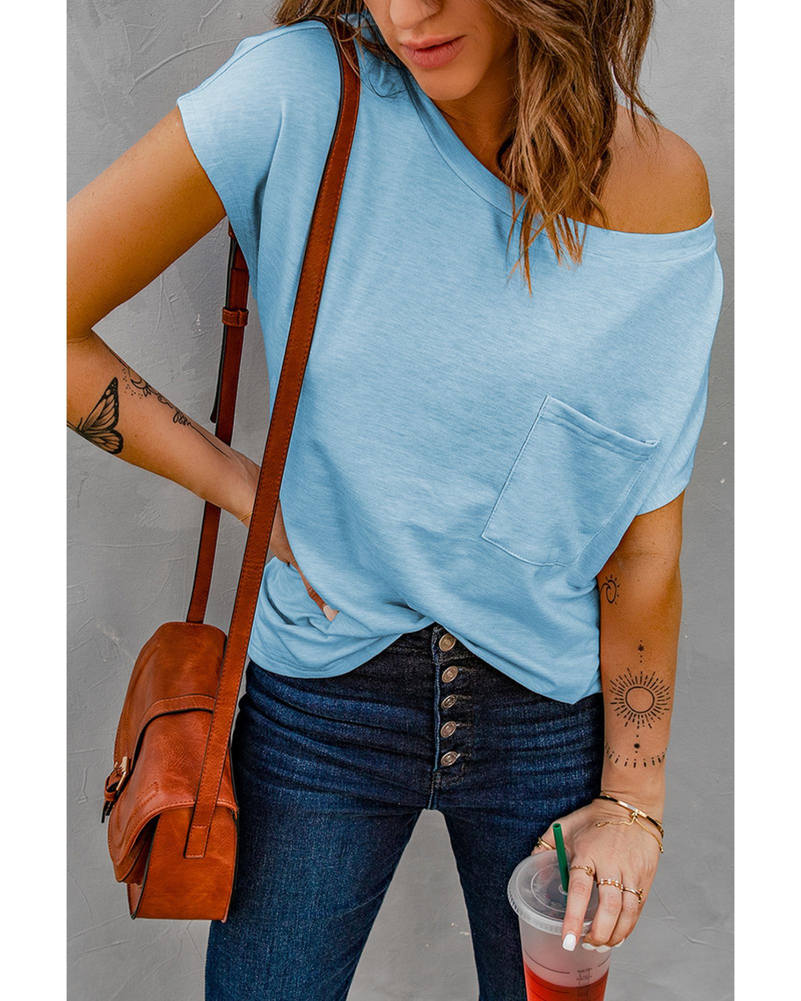 Azura Exchange Pocketed Knit Tee with Side Slits - L Secondary image