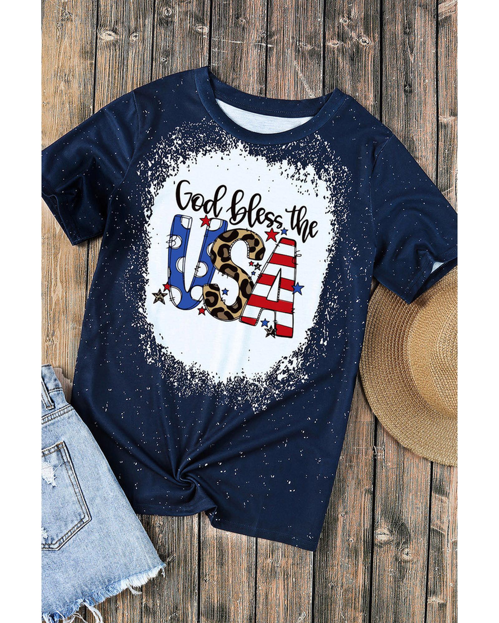 Azura Exchange God Bless the USA Print T-Shirt - S Main image