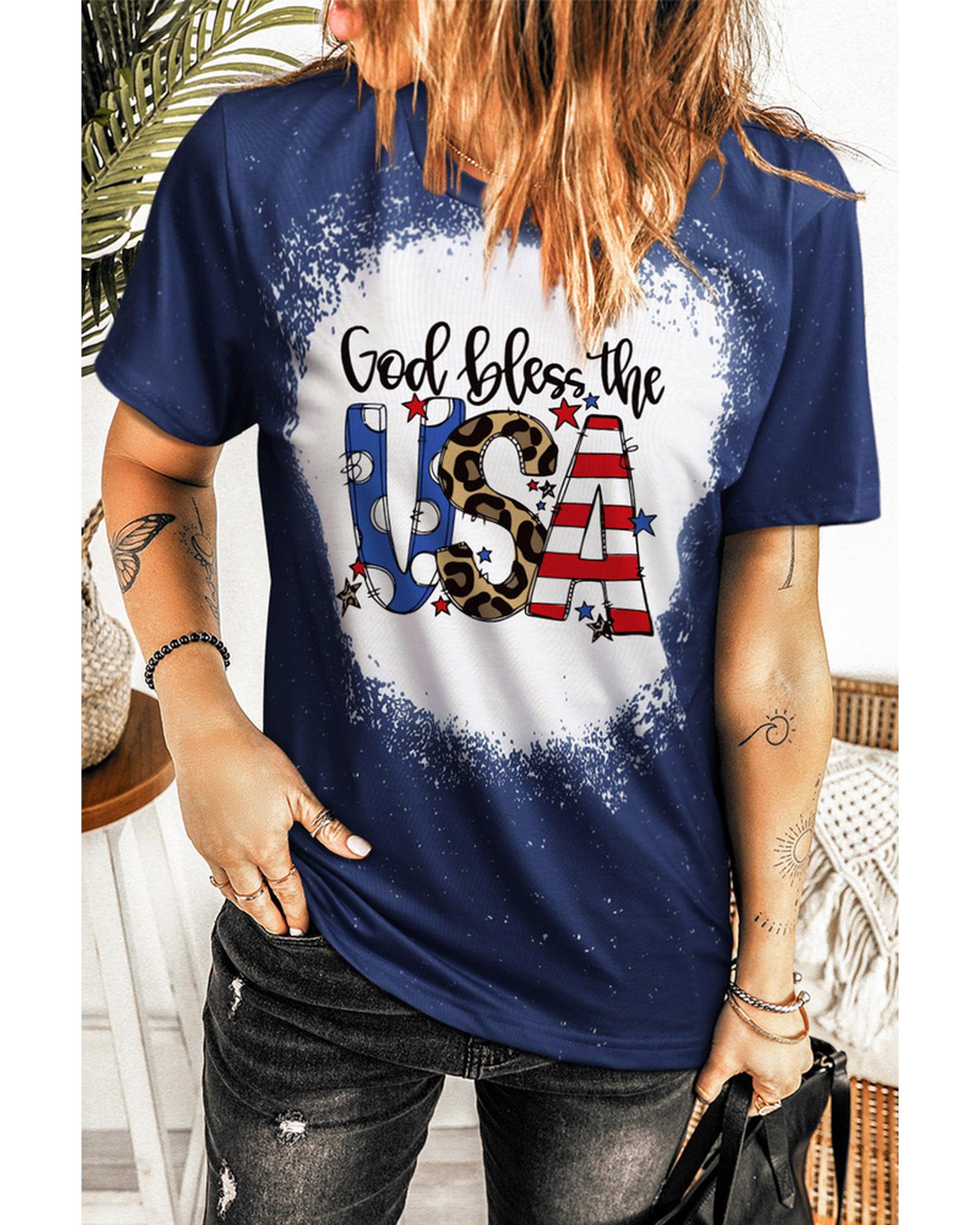 Azura Exchange God Bless the USA Print T-Shirt - S Secondary image