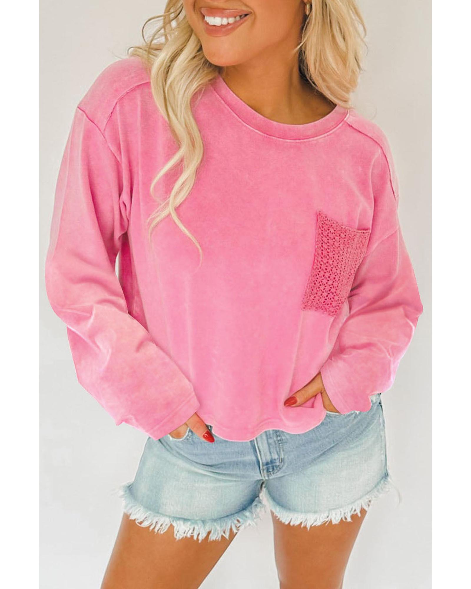 Azura Exchange Lace Patch Pocket Long Sleeve T-shirt - XL Main image