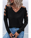 Azura Exchange Cold Shoulder Cut Out Long Sleeve Top - L