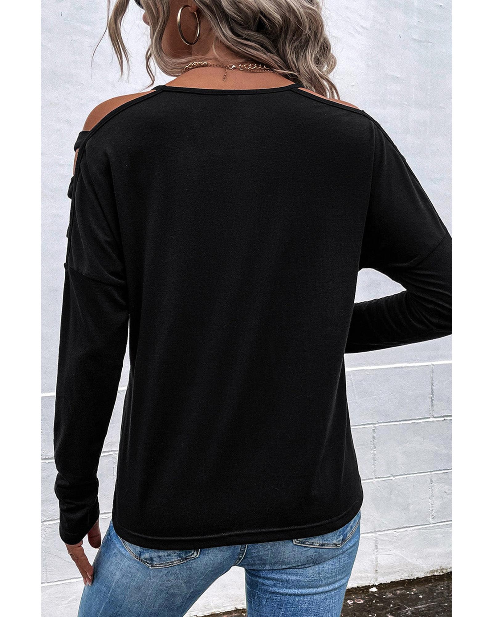 Azura Exchange Cold Shoulder Cut Out Long Sleeve Top - XL Secondary image