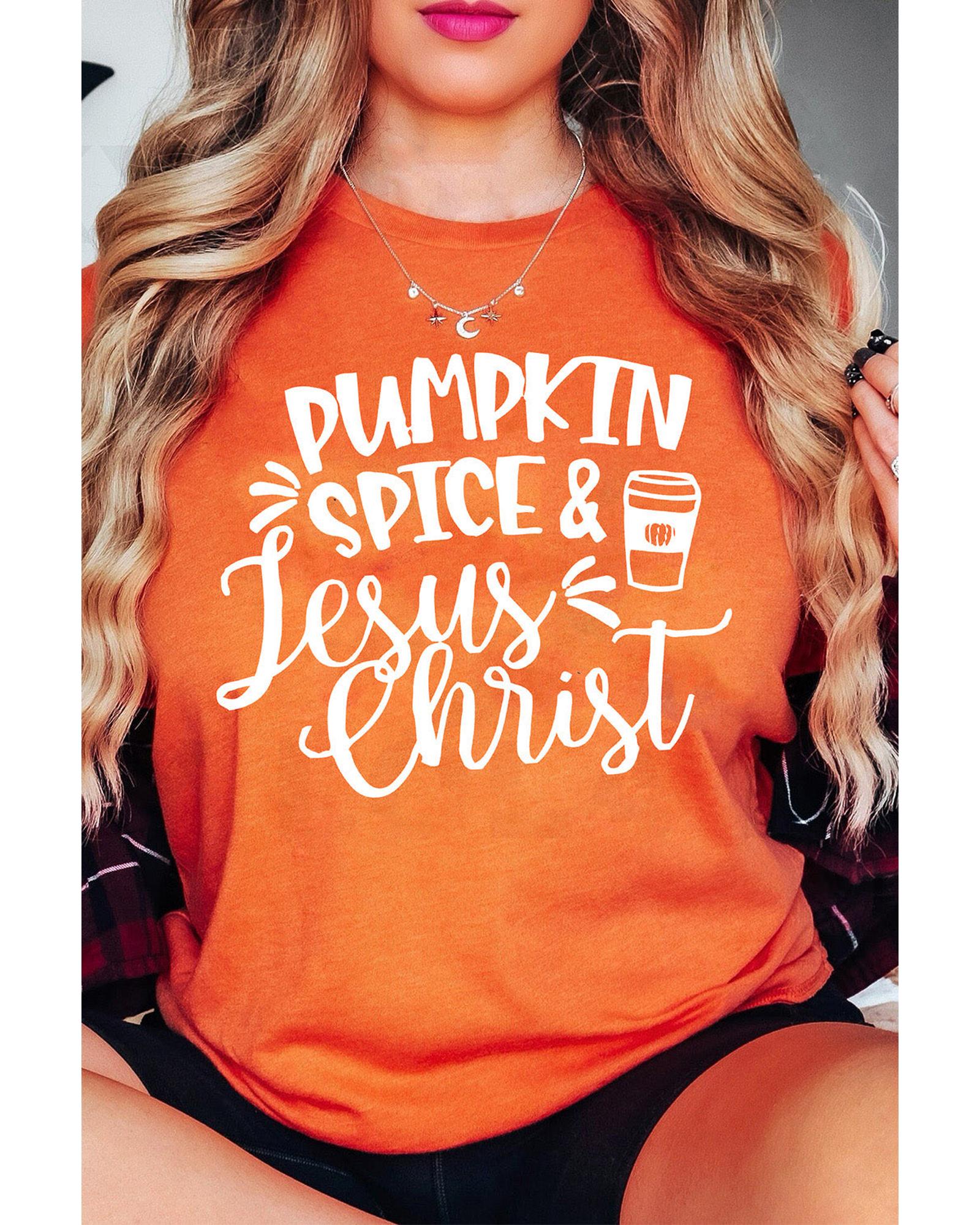 Azura Exchange PUMPKIN SPICE & Jesus Christ Graphic T-shirt - S Main image