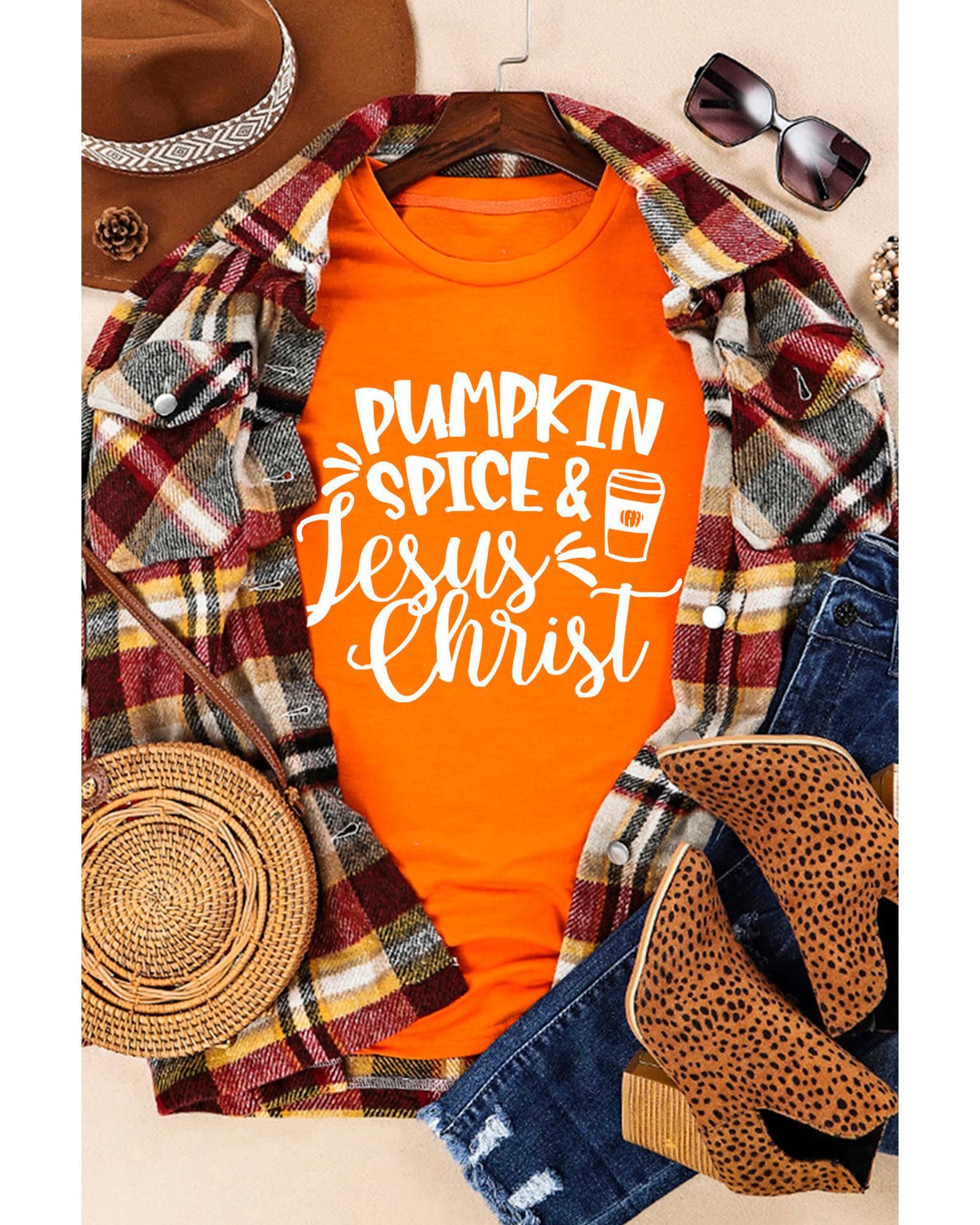 Azura Exchange PUMPKIN SPICE & Jesus Christ Graphic T-shirt - S Secondary image